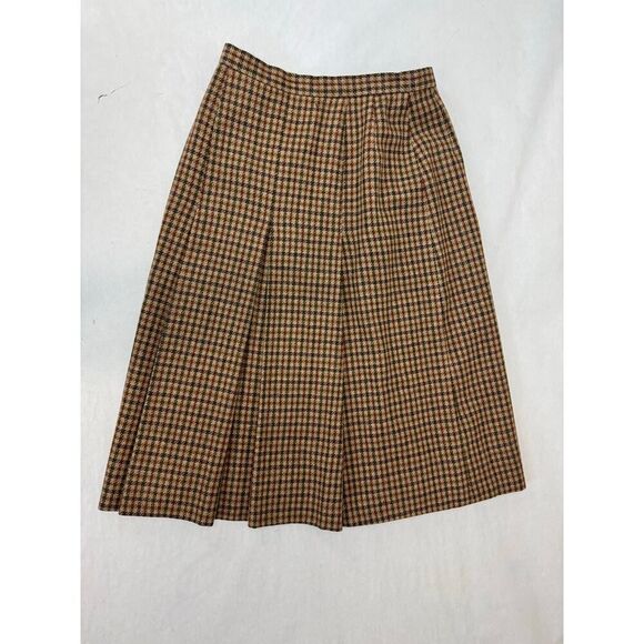 Vintage Academia Houndstooth 100% Wool Skirt Suit Tailored Blazer Pleats 9 - Picture 15 of 16